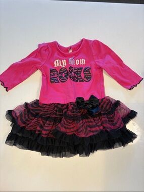 My Mom Rocks Hot Pink & Black Tutu Dress